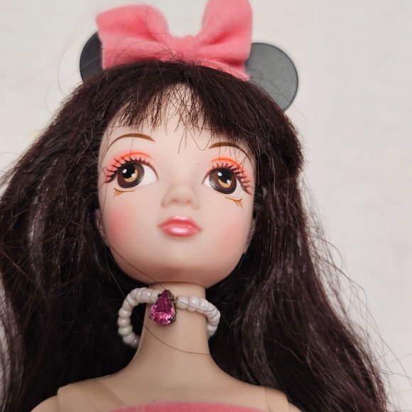 Pink Cuerpo Kurhn Mickey Minnie Mouse Doll Pink Dress Pearl Necklace Fashion - Picture 4 of 15